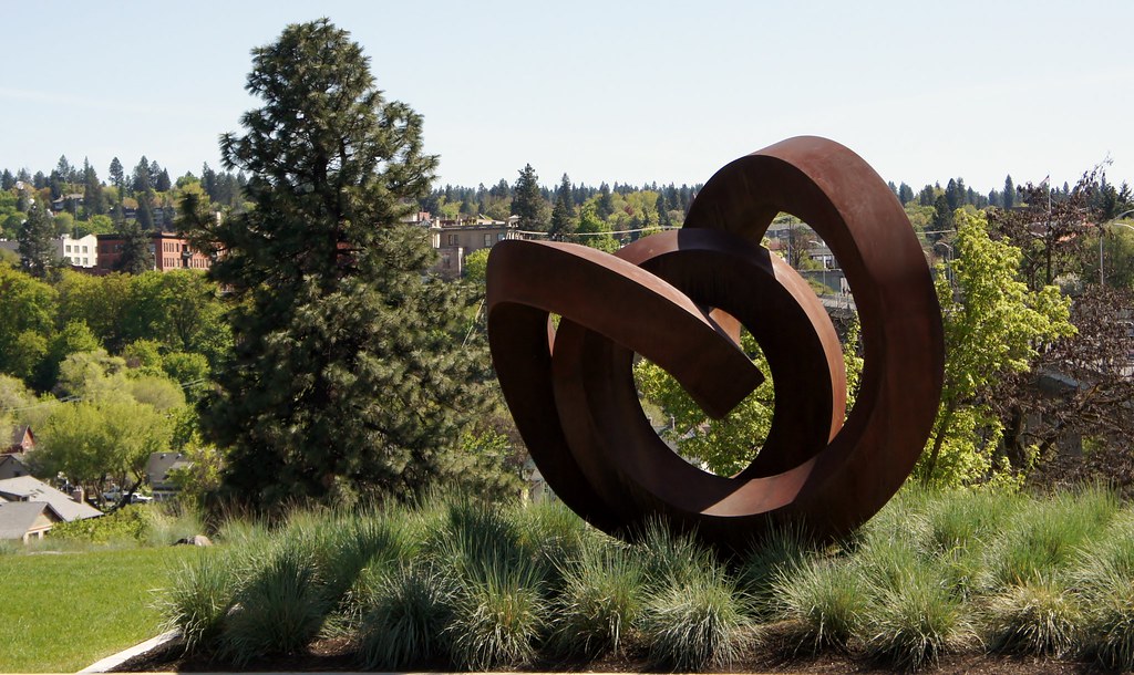 Public art along the riverwalk trail.