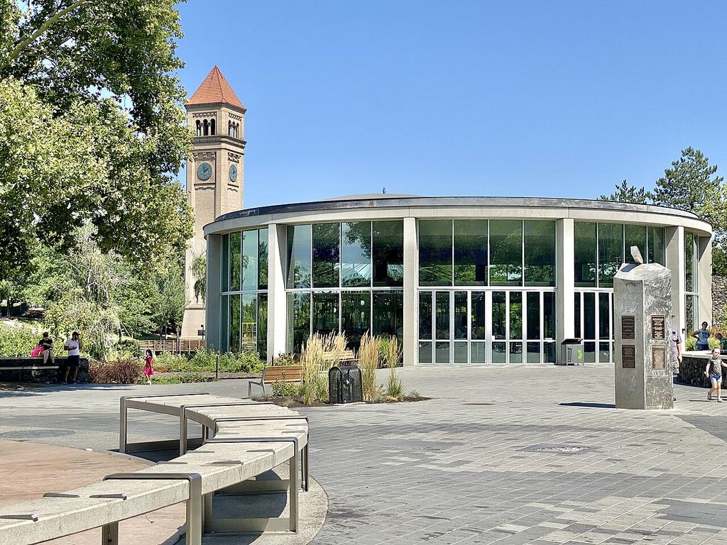 The carousel with the 1902 clock tower behind it.