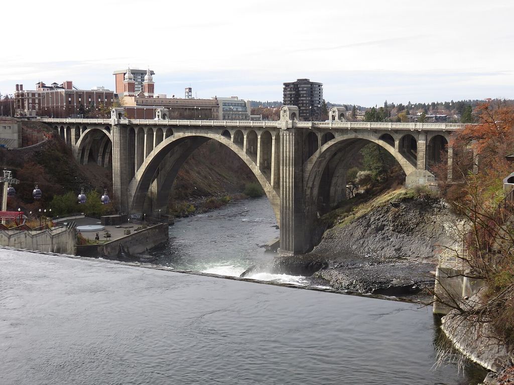 The Monroe Street Bridge, just downstream from the park.