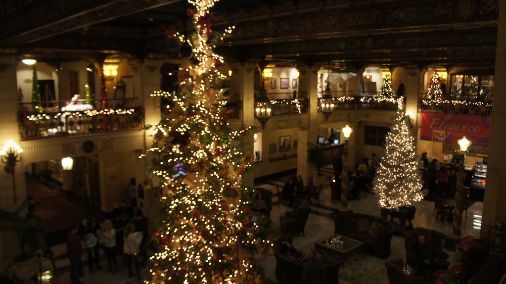 Christmas trees fill the Davenport Hotel lobby for Christmas Tree Elegance.